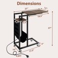 thumbnail image 3 of Costway 1 PCS C-shaped End Table with Charging Station Rolling Bedside Table Couch Side Table, 3 of 10