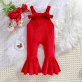 thumbnail image 2 of AherBiu Toddler Girls Romper Fall Fleece Sleeveless Baby Jumpsuit Ruffle Bell Bottom Pants Overalls, 2 of 4