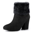 thumbnail image 3 of Unique Bargains Bottines à Talon Bloc en Fausse Fourrure à Bout Rond pour Femmes, 3 of 7