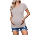 thumbnail image 1 of Bwiyojiz Tailles P-TTG Robe Moulante de Maternité Décontractée Printemps et Été Femmes Uni avec Fronces Manches Courtes Col Rond Chemises pour Femmes Mères Vêtements Vêtements de Grossesse, Cadeaux pour Sœur, 1 of 8