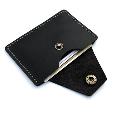 Personalized Front Pocket Wallet,leathe card sleeve, business card holder credit card holder for women men (Black)