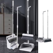 TIMIFIS Brooms And Dustpan Floor Brush 3-in-1 Set Household Cleaning Supplies Stainless Steel Handle Brooms And Dustpan Combo Set For Home Office