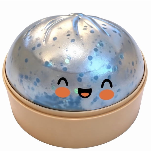 Boulette Géante à Paillettes En TPR – 9 Cm – Avec Boîte Vapeur – Anti-stress Moelleux Pour Adultes – Cadeau Décalé Jaune