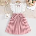 thumbnail image 2 of Milgrthf Girl's Summer Dresses Ruffle Cap Sleeve Pleated Dress High Waisted A Line Bow Ruffle Dress with Belt for 7-12 Years Pink 8 Years, 2 of 4