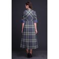 thumbnail image 3 of Bimba Check Printed Womens Roll Up Sleeves Dress Mandarin Collar Button Down Shirt-Small, 3 of 5