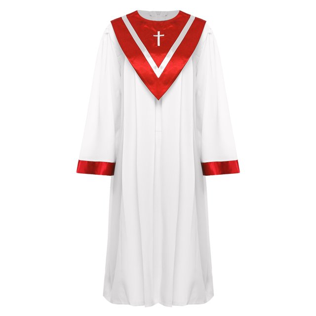 iiniim Robe de Chorale d'Église Unisexe avec Étole en V Robe de Collation des Grades pour Université École Secondaire Ado Bachelier Rouge P/150