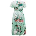 thumbnail image 3 of MesaSe Flower Print V-Neck Short/ Half Sleeve Bohemian Dress One-Piece, 3 of 7