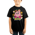 thumbnail image 1 of Kirby With Food Background Kids Black T-Shirt, 1 of 2