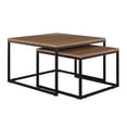 thumbnail image 4 of CorLiving Fort Worth Modern Engineered Wood and Iron Square Indoor Nesting Coffee Table Set, Brown Woodgrain, 4 of 8