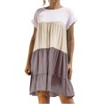 thumbnail image 1 of Bigersell Robe de la Saint-Valentin Offres Femme Col Rond Manches Courtes Longueur Genou Robe Soleil Style de Robe D-5 Robes de Maternité Robes d'Été Régulières, Kaki P, 1 of 6