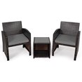thumbnail image 1 of Gymax 3PCS Rattan Patio Conversation Furniture Set Yard Outdoor w/ Grey Cushions, 1 of 9