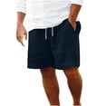 thumbnail image 1 of Plebaso Mens Shorts Summer Beach Shorts with Drawstring Solid Color Lightweight Vacation Pocket Shorts, 1 of 6