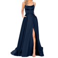 thumbnail image 2 of Ketyyh-chn99 Robes de Bal pour Femmes Robe de Mariage Formelle Élégante Invitée de Mariage Soirée Robe Formelle Robes Sans Manches Bleu Foncé,2TG, 2 of 5