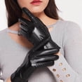 thumbnail image 2 of serony Mode Femmes Gants Chauds d'Hiver en Cuir PU Doublés Doux pour Course Conduite, 2 of 9