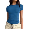 thumbnail image 1 of Yuyuzo Hauts de Sortie pour Femmes T-Shirts à Manches Courtes Col Rond Extensibles Ajustés Basiques, 1 of 7