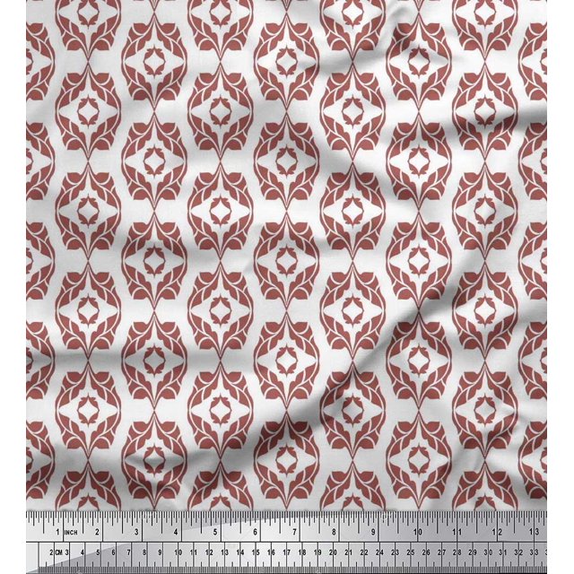 Soimoi Poly Georgette Fabric Ogee Damask Print Sewing Fabric Yard 52 Inch Wide