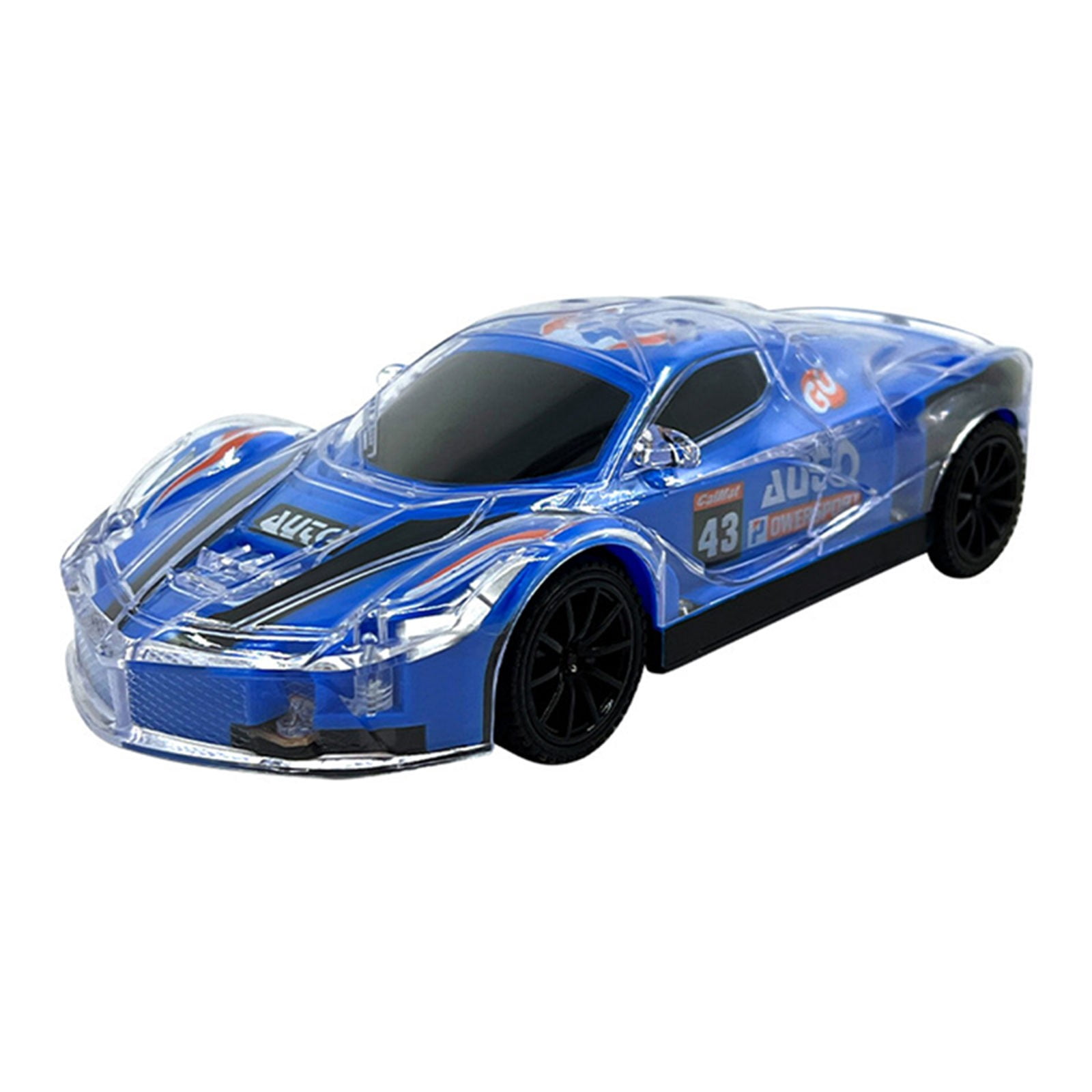 Blue Remote Control Car For Kids 4 Channel Rc Racing Toy With Led Lights High Speed Sports Car With 2.4Ghz Controller Great Gift For Boys And Girls 302G