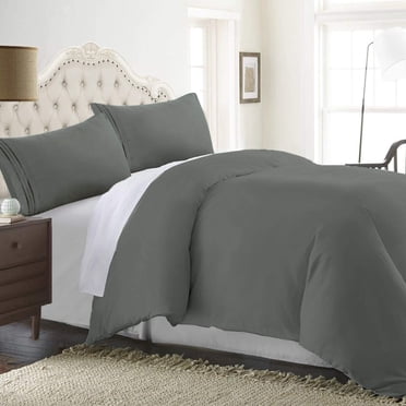 3 Piece Hotel Duvet Cover - 1 Zipper Comforter Duvet Cover and 2 Pillow Shams - Wrinkle Free, Fade Resistant - Ultra Soft-Cool-Dry and Thick Material (King, Dark Grey)