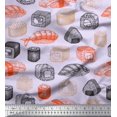 thumbnail image 1 of Soimoi Poly Georgette Fabric Grains & Fish Food Print Sewing Fabric Yard 52 Inch Wide, 1 of 3