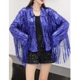 thumbnail image 3 of LinYooLi Women's Sequin Tassel Jacket Sparkle Retro Long Sleeve Reflective Fringe Jacket Sequin Coat, 3 of 3