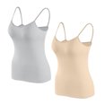 thumbnail image 1 of Timegard Camisoles pour Femmes 2 Pcs avec Soutien-Gorge Intégré Col Rond Bretelles Spaghetti Ajustées Douces Maillots de Corps Décontractés Hauts de Pyjama, 1 of 5