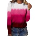 thumbnail image 1 of IROINID Liquidation T-Shirts à Manches Longues pour Femmes Détente Col Rond Haut Imprimé T-Shirt Blouse, Rouge, 1 of 3