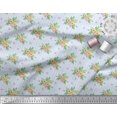 thumbnail image 2 of Soimoi Blue Poly Georgette Fabric Stripe & Anemone Floral Printed Fabric 1 Yard 52 Inch Wide, 2 of 6