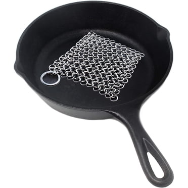 4pcs Cast Iron Cleaner - Chainmail Scrubber for Cast Iron Pans - Skillet Pan Pot Scraper