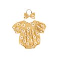 thumbnail image 1 of Wangsaura Nouveau-Né Bébé Filles Rompers Marguerite Impression Manches Courtes Col Rond Bébé Bodys Vêtements d'Été avec Bandeau, 1 of 10