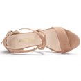 thumbnail image 4 of BLISSFUL STEP Women Open Toe Cross Strap Mid Block Heel Nude Sandals 8 M US, 4 of 6