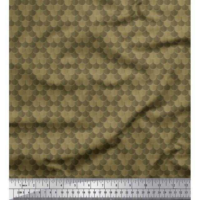 Soimoi Green Velvet Fabric Scales Geometric Print Fabric by the Yard 58 Inch Wide