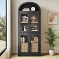 thumbnail image 3 of Kojooin Arched Bookshelf with Doors and Drawers Farmhouse Bookcase 15.83in Depth Display Storage Shelves 71.4in Tall Wooden Display Cabinet Rounded Bookcases for Living Room, Kitchen, 3 of 9
