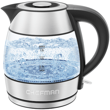 Bouilloire électrique Chefman 1,2 L avec voyants LED – Acier inoxydable