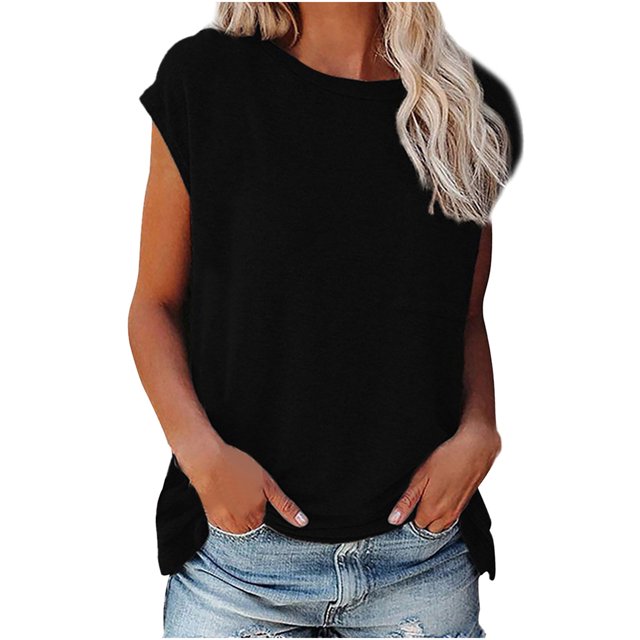 matoen T-shirt à Manches Courtes pour Femmes, Mode Décontractée Quotidienne, Col Rond, Couleur Unie, Coupe Ample, Blouse Basique