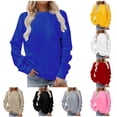 thumbnail image 5 of Moxiu Chandails pour Femmes Chandails Décontractés à Col Rond pour Femmes Chandails Basiques de Couleur Unie à Manches Longues Mignons Tuniques Hauts Amples Chandails à Enfiler Beige,G, 5 of 5