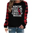 thumbnail image 2 of Qertyioot T-Shirt Graphique pour Femmes de la Saint-Valentin à Manches Longues, Col Rond Décontracté Raglan à Carreaux Ample Imprimé Col Rond /, 2 of 8