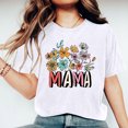 thumbnail image 1 of Meichang Chemises Mama pour Femmes Rétro à Fleurs Lettres Mama Imprimées T-Shirt Fête des Mères Manches Courtes Col Rond T-Shirt Graphique Maman T-Shirt Décontracté Hauts, 1 of 7