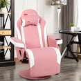 thumbnail image 3 of Goplus Fauteuil de Massage de Jeu Inclinable Chaise de Course Pivotante avec Porte-Gobelet et Oreiller Rose, 3 of 10