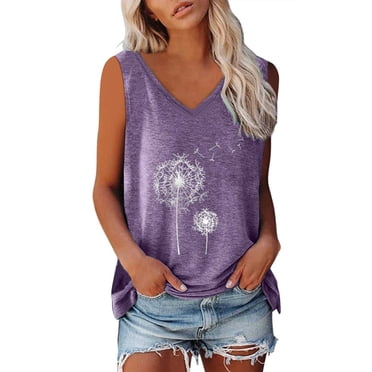 Tank Top for Women Womens Printed Sleeveless Casual V-Neck Tank Top
