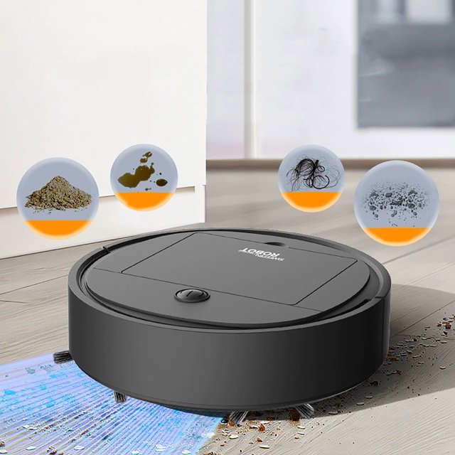 Zenithome Intelligent Auto Vacuum Robot Compact Lightweight Nimble Black Usb Charged For Living Room Bedroom Sofa
