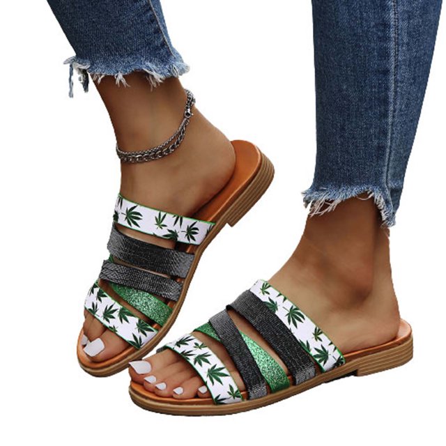 Dvkptbk Sandales Noires à Plateforme Compensée Confortables pour Femmes à Brides Réglables à Crochet et Boucle avec Fleurs - Rivets Strass, Mules Brunes Confortables pour Femmes d'Intérieur Ou d'Extérieur Été