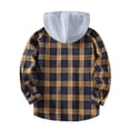 thumbnail image 4 of Ceisia Chemise à Capuche à Manches Longues pour Homme, Décontractée, à Carreaux Patchwork, Boutonnée, Cadeau, 4 of 9