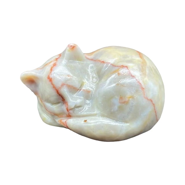 Natural Quartz Crystal Sleeping Cat Decoration Crystal Cat Sleeping Statue 2 Inch Opal Cat Crystal Statue Statue For Home Meditation