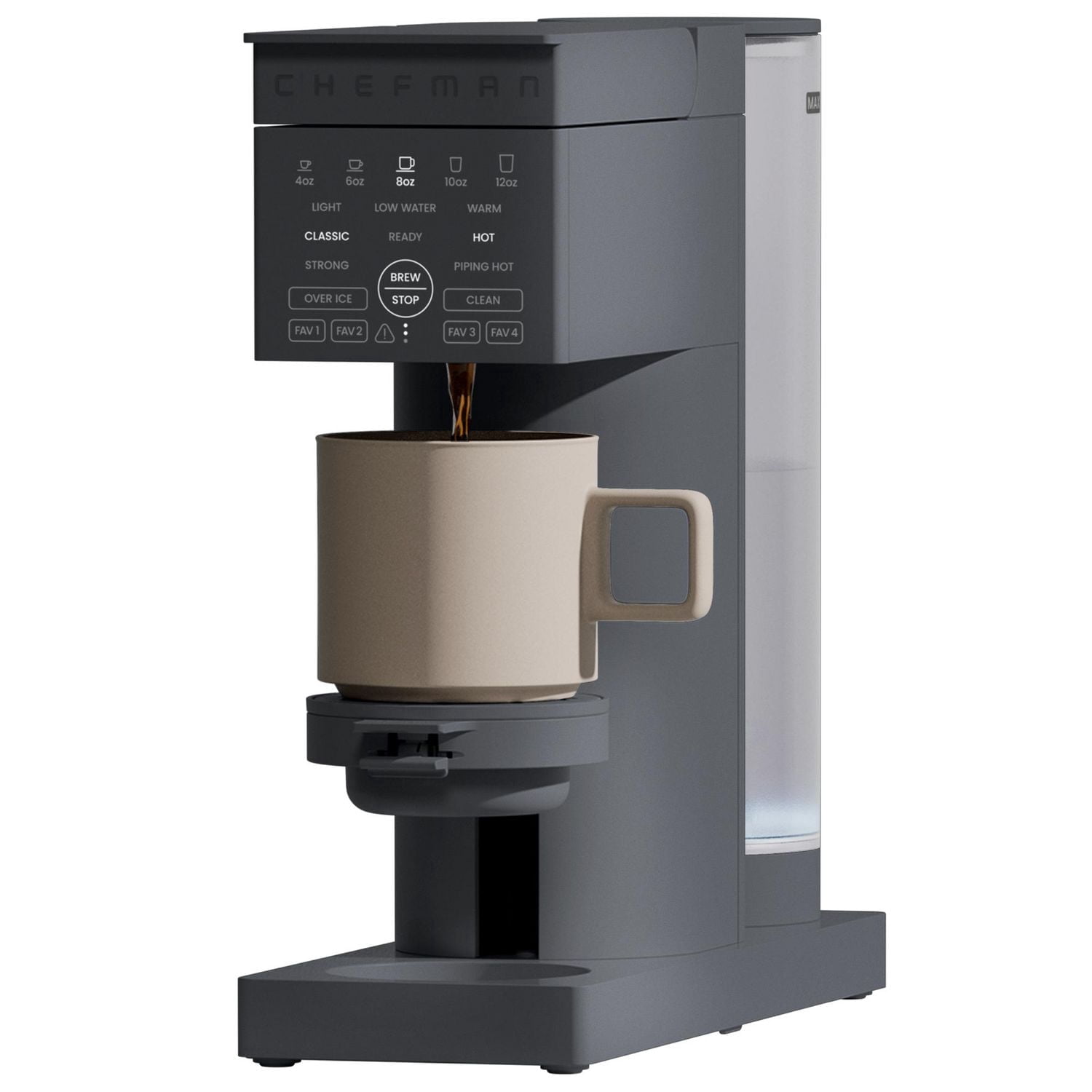 Chefman Caffeinator Single Serve Coffee Maker, Pod & Ground Compatible, 45 oz. Reservoir – Black, New