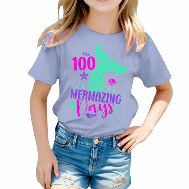 TZEWGL Chemise Décontractée pour Fille Garçon Mignonne à Imprimé Graphique Col Rond Manches Courtes Vêtements pour Infnants Taille 12-13T
