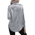 thumbnail image 4 of Innerwin Shirts Long Sleeve Ladies Tunic Tops Office Button Down Soft Blouse Silver Gray M, 4 of 5
