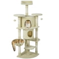 thumbnail image 1 of PawHut 62" Cat Tree, Multi-Level Cat Tower with Scratching Post, Beige, 1 of 10