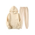 thumbnail image 1 of Innerwin Sweatshirts+Pant Outfits Two Pieces Men Tracksuit Set Sports 2 Pcs Fleece Jogger Sets Beige XL, 1 of 2