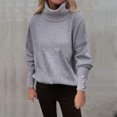 thumbnail image 1 of U.Vomade Ladies Sweater Knit Pullover Loose Blouse High Neck Plus Size Sweater, 1 of 1