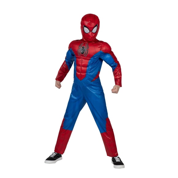 MARVEL Spider-Man Official Youth Halloween Costume - Premium Quality Padded Jumpsuit with Pull On Fabric Mask